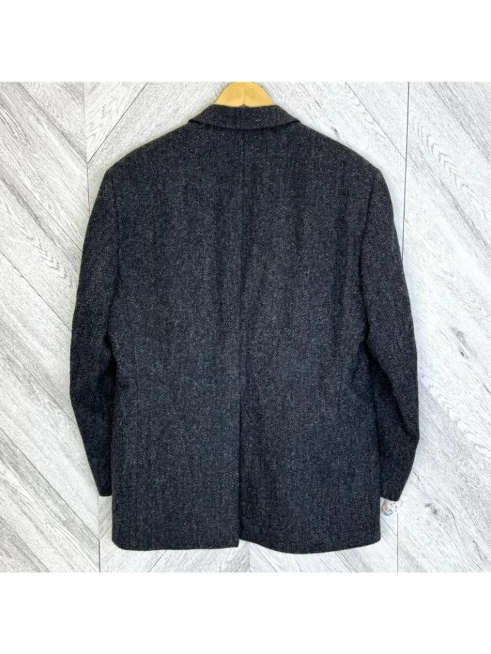 Vintage Harris Tweed Blazer Sport Coat Jacket Mens Size 42R Charcoal Gray Wool